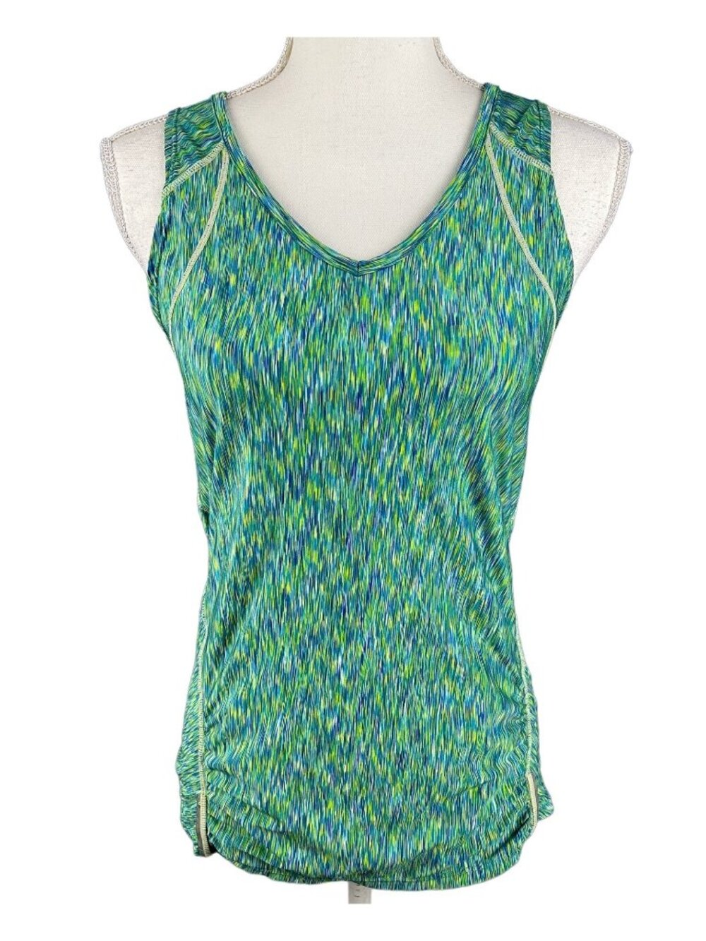 Athleta Green Multicolor Racerback Tank Top With Zip Pocket Womens S